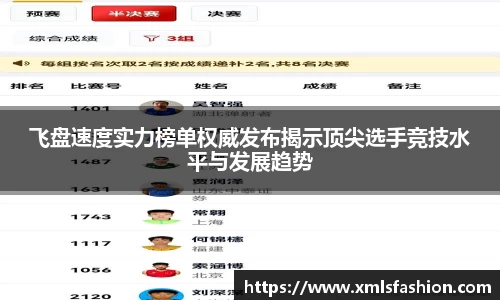 飞盘速度实力榜单权威发布揭示顶尖选手竞技水平与发展趋势